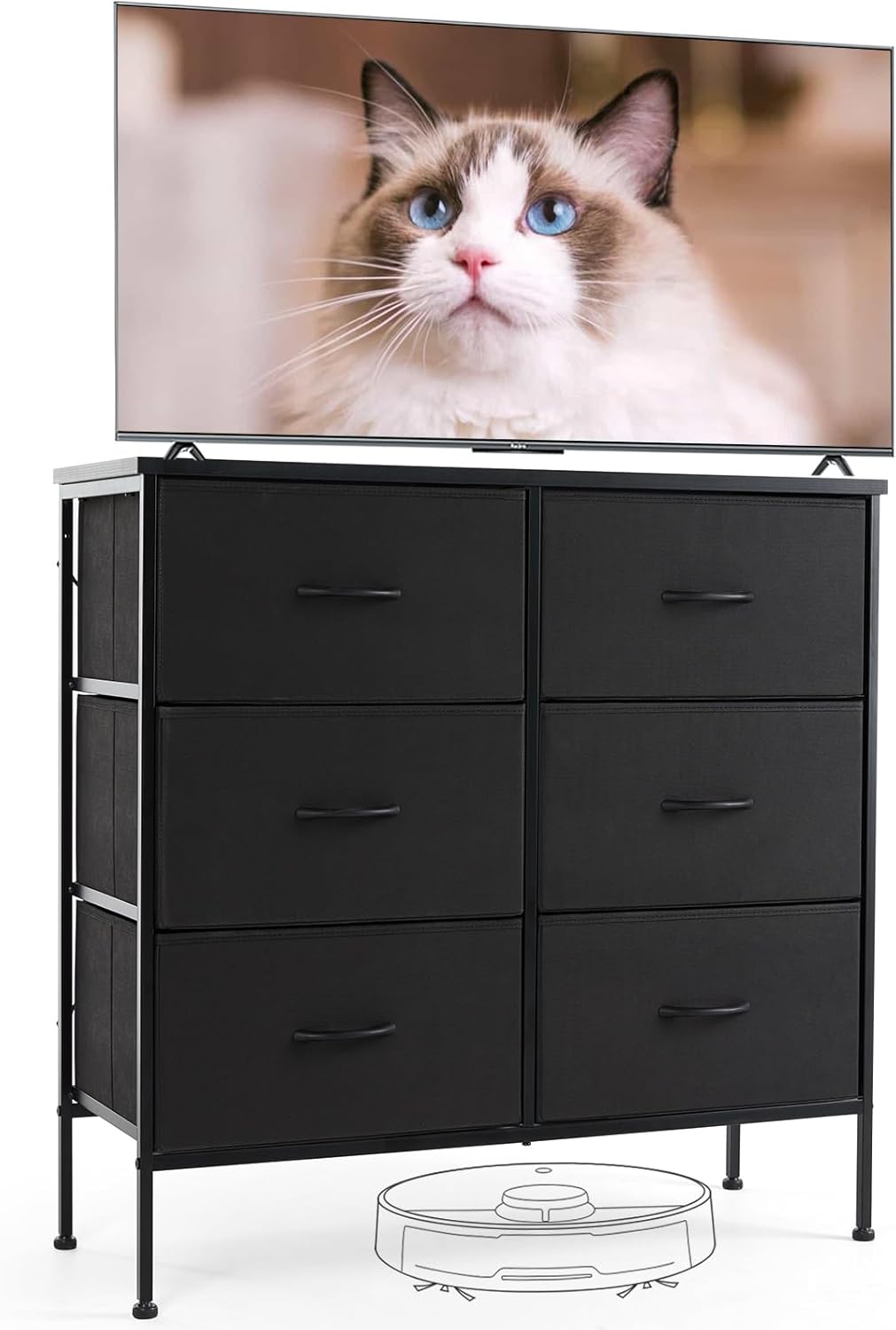 Sweetcrispy Dresser for Bedroom, Chest Organizer Unit with 8 Fabric Bins, Fabric Storage Tower, Drawer Organizer with Steel Frame, Wooden Top for Nursery, Living Room, Closet - Grand Goldman