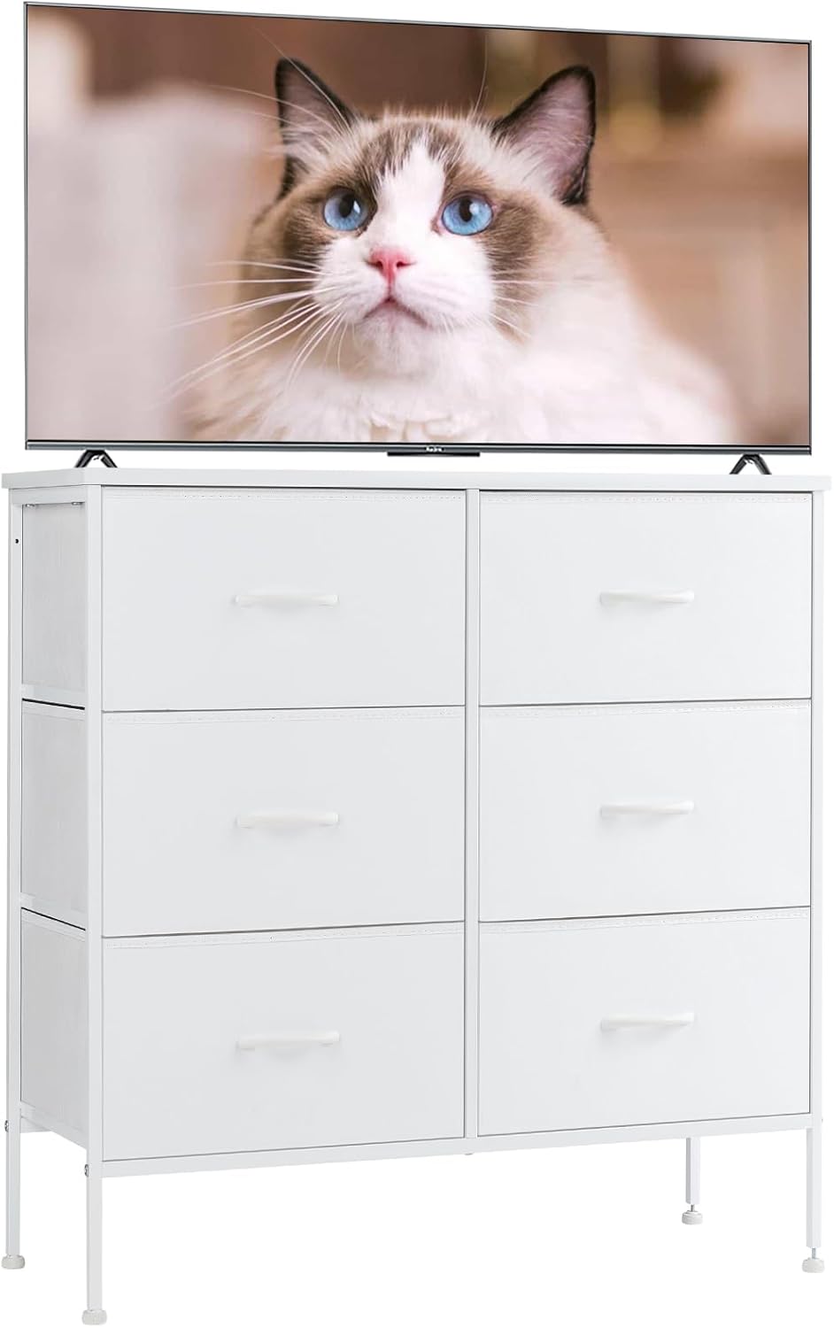 Sweetcrispy Dresser for Bedroom, Chest Organizer Unit with 8 Fabric Bins, Fabric Storage Tower, Drawer Organizer with Steel Frame, Wooden Top for Nursery, Living Room, Closet - Grand Goldman