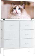 Sweetcrispy Dresser for Bedroom, Chest Organizer Unit with 8 Fabric Bins, Fabric Storage Tower, Drawer Organizer with Steel Frame, Wooden Top for Nursery, Living Room, Closet - Grand Goldman