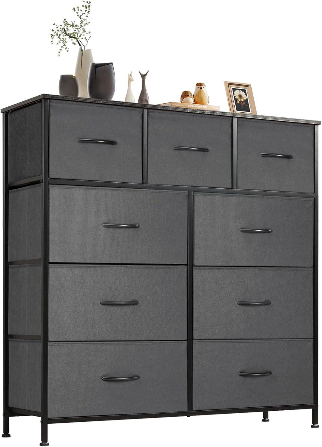 Sweetcrispy Dresser for Bedroom, Chest Organizer Unit with 8 Fabric Bins, Fabric Storage Tower, Drawer Organizer with Steel Frame, Wooden Top for Nursery, Living Room, Closet - Grand Goldman