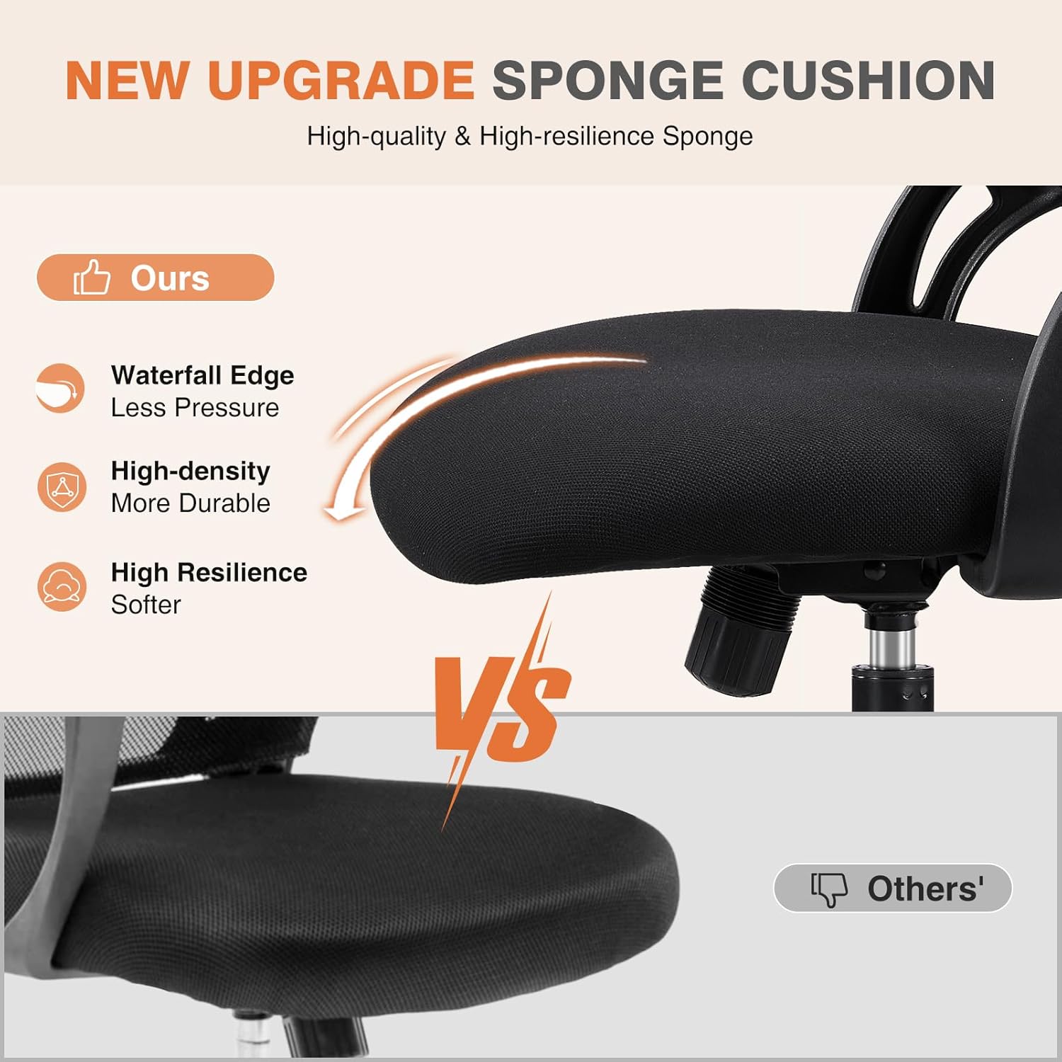 Sweetcrispy Office Computer Desk Chair, Ergonomic High-Back Mesh Rolling Work Chairs with Wheels and Adjustable Headrests, Comfortable Lumbar Support, Comfy Flip-up Arms for Home,Bedroom,Study, Black - Grand Goldman