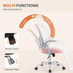 Sweetcrispy Office Computer Desk Chair, Ergonomic Mid-Back Mesh Rolling Work Swivel Task Chairs with Wheels, Comfortable Lumbar Support, Comfy Flip-up Arms for Home, Bedroom, Study, Student, Pink - Grand Goldman