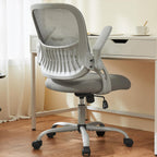 Sweetcrispy Office Computer Desk Chair, Ergonomic Mid-Back Mesh Rolling Work Swivel Task Chairs with Wheels, Comfortable Lumbar Support, Comfy Flip-up Arms for Home, Bedroom, Study, Student, Pink - Grand Goldman