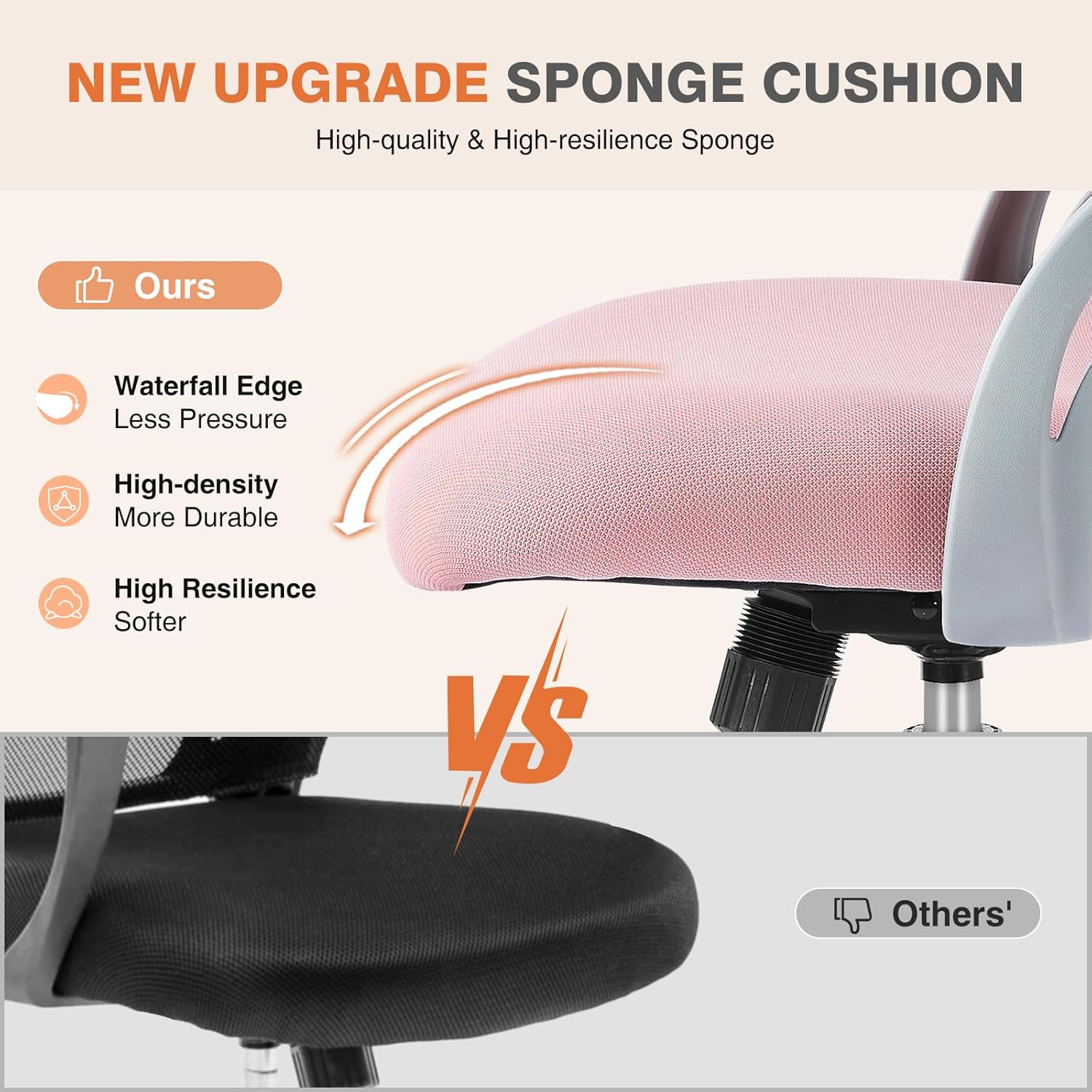Sweetcrispy Office Computer Desk Chair, Ergonomic Mid-Back Mesh Rolling Work Swivel Task Chairs with Wheels, Comfortable Lumbar Support, Comfy Flip-up Arms for Home, Bedroom, Study, Student, Pink - Grand Goldman