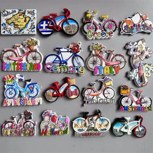 Switzerland Amsterdam Netherlands Holland Italy Germany Greece travel souvenir bicycle crafts Fridge Magnet c - Grand Goldman