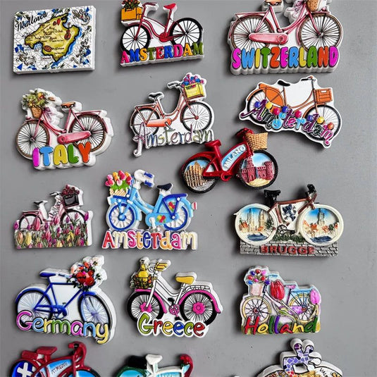 Switzerland Amsterdam Netherlands Holland Italy Germany Greece travel souvenir bicycle crafts Fridge Magnet c - Grand Goldman