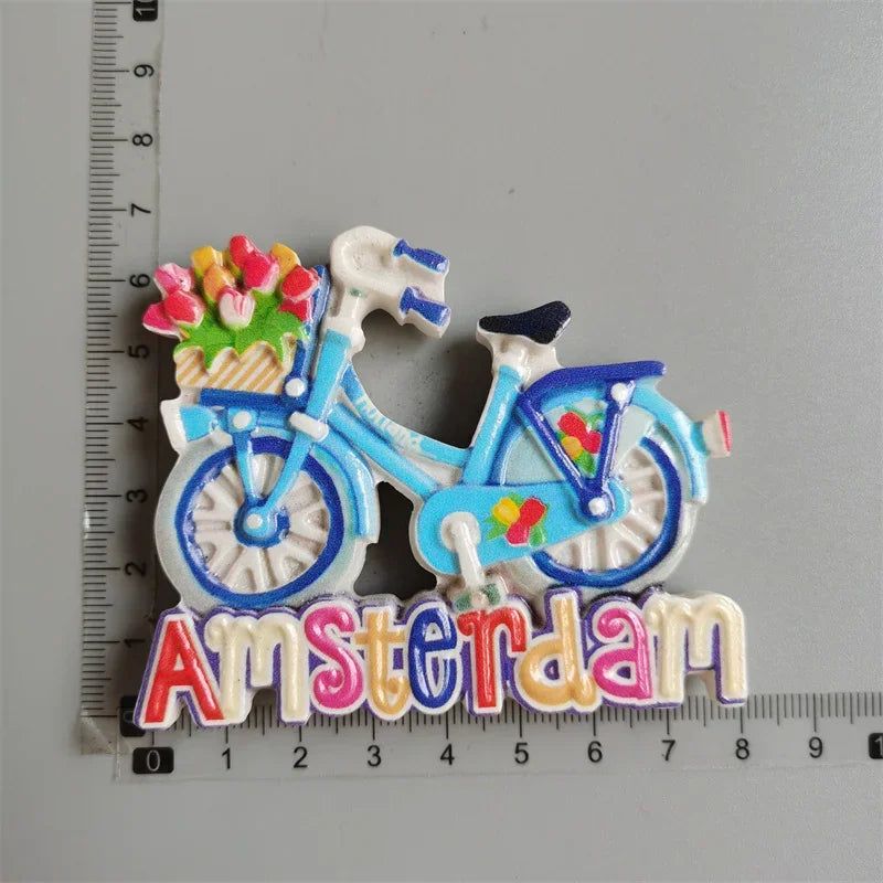 Switzerland Amsterdam Netherlands Holland Italy Germany Greece travel souvenir bicycle crafts Fridge Magnet c - Grand Goldman
