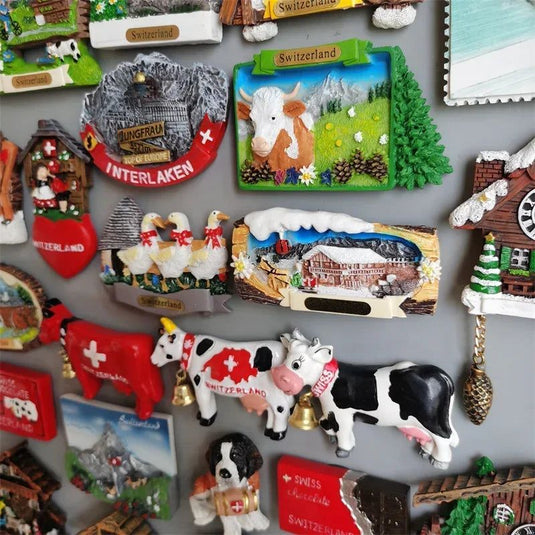 Switzerland Fridge Magnets Geneva Interlaken Swiss Cow Duck Cuckoo Clock Alpine Magnetick Refrigerator Stickers Souvenir Gifts - Grand Goldman