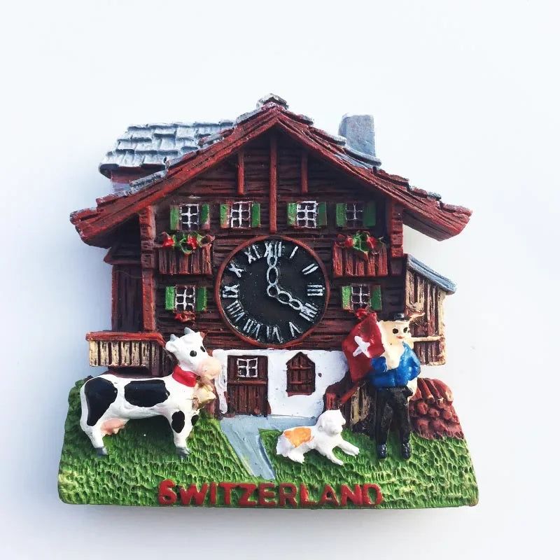 Switzerland Fridge Magnets Souvenir  Swiss Lucerne Jungfrau Chapel Bridge Cuckoo Clock Tourism Magnetic Refrigerator Stickers - Grand Goldman