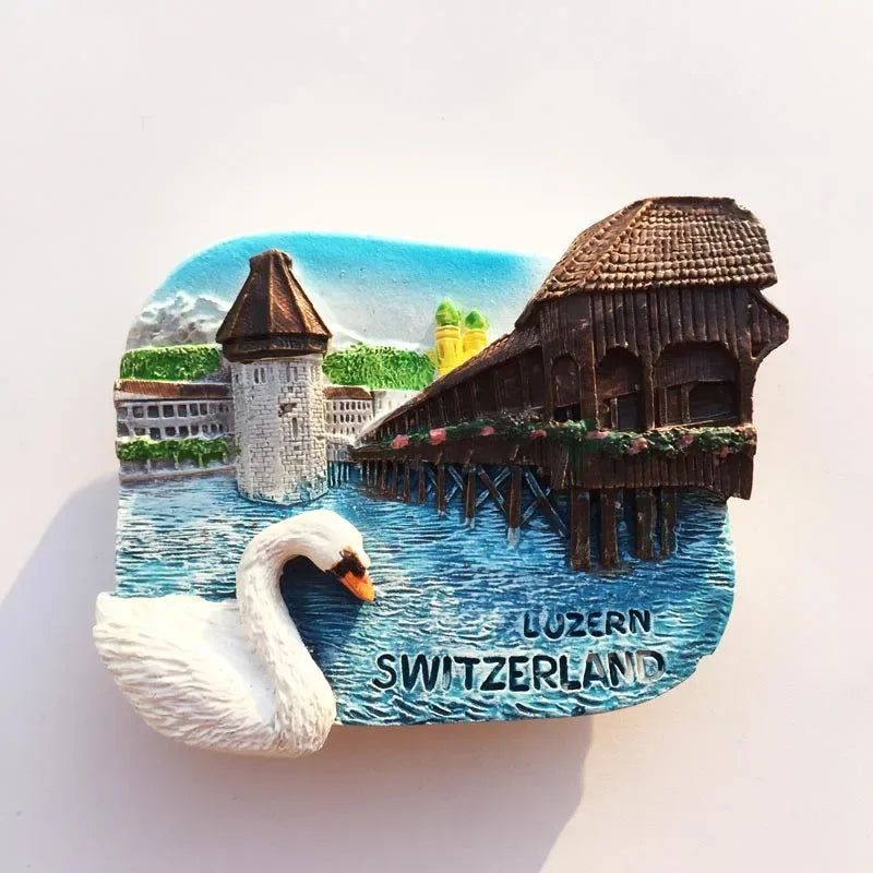 Switzerland Fridge Magnets Souvenir  Swiss Lucerne Jungfrau Chapel Bridge Cuckoo Clock Tourism Magnetic Refrigerator Stickers - Grand Goldman