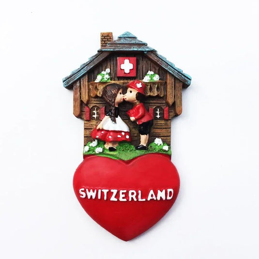 Switzerland Fridge Magnets Swiss Lovely Wooden House Cuckoo Clock Alpine Magnetick Refrigerator Stickers Souvenir Travel Gift - Grand Goldman