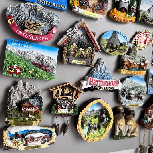 Switzerland Fridge Magnets tourist Souvenir Basel Zermatt Matterhorn Swiss Lucerne Jungfrau Cuckoo Clock Refrigerator Stickers - Grand Goldman