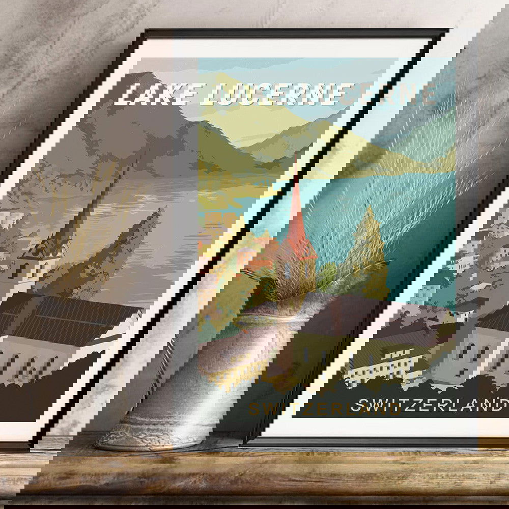 Switzerland Lake Lucerne Vintage Travel Poster Canvas Painting - Grand Goldman