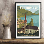 Switzerland Lake Lucerne Vintage Travel Poster Canvas Painting - Grand Goldman