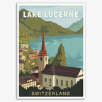 Switzerland Lake Lucerne Vintage Travel Poster Canvas Painting - Grand Goldman