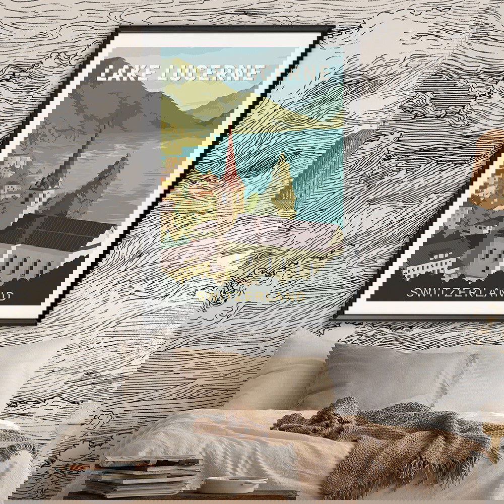 Switzerland Lake Lucerne Vintage Travel Poster Canvas Painting - Grand Goldman