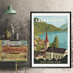 Switzerland Lake Lucerne Vintage Travel Poster Canvas Painting - Grand Goldman