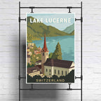 Switzerland Lake Lucerne Vintage Travel Poster Canvas Painting - Grand Goldman