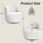 Swivel Accent Chair, Barrel Chairs, Furry Sherpa Chair with Soft Padded Armrest, Cozy Modern Chair for Living Room Bedroom Waiting Room Office, White - Grand Goldman