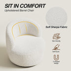 Swivel Accent Chair, Barrel Chairs, Furry Sherpa Chair with Soft Padded Armrest, Cozy Modern Chair for Living Room Bedroom Waiting Room Office, White - Grand Goldman