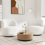 Swivel Accent Chair, Barrel Chairs, Furry Sherpa Chair with Soft Padded Armrest, Cozy Modern Chair for Living Room Bedroom Waiting Room Office, White - Grand Goldman
