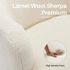 Swivel Accent Chair, Sherpa Teddy Barrel Chair for Living Room, Cozy Round Boucle Arm Chair, Metal Base for Club Nursery Bedroom, Beige Cream White - Grand Goldman