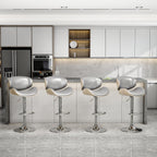 Swivel Bar Stools Set of 2 for Kitchen Counter, Adjustable Bentwood Barstools, Modern PU Leather Upholstered Bar Chair with Back and Footrest, for Bar, Kitchen, Dining Room, Black - Grand Goldman