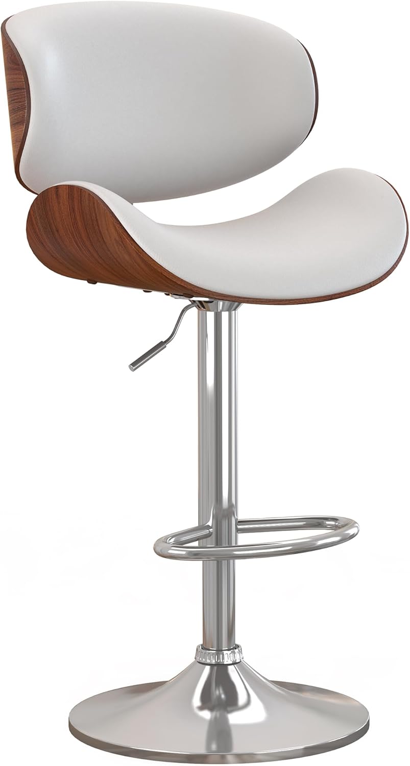 Swivel Bar Stools Set of 2 for Kitchen Counter, Adjustable Bentwood Barstools, Modern PU Leather Upholstered Bar Chair with Back and Footrest, for Bar, Kitchen, Dining Room, Black - Grand Goldman