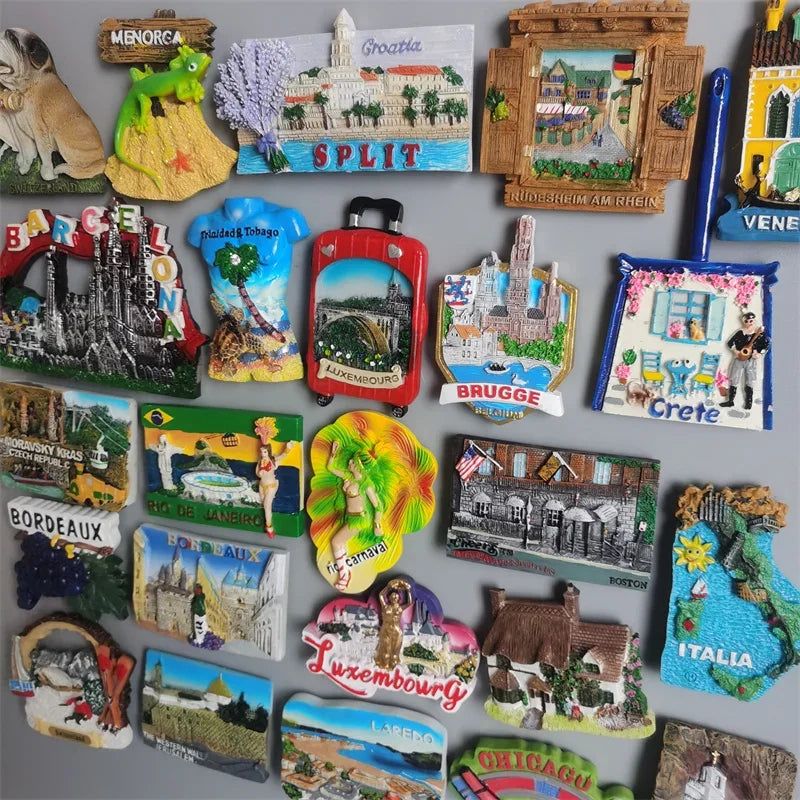 Swiwzertlnd Split Croatia Luxembourg Chicago Brazil Brugge Crete Bordeaux Jerusalem Boston USA Spain Fridge Magnets Stickers - Grand Goldman