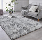 TABAYON Shag Area Rug, 5x7 Ft Tie-Dyed Light Grey Upgrade Anti-Skid Durable Rectangular Cozy High Pile Soft Throw Rug for Nursery/ Living Room - Grand Goldman