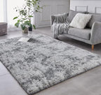 TABAYON Shag Area Rug, 5x7 Ft Tie-Dyed Light Grey Upgrade Anti-Skid Durable Rectangular Cozy High Pile Soft Throw Rug for Nursery/ Living Room - Grand Goldman