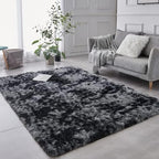 TABAYON Shag Area Rug, 5x7 Ft Tie-Dyed Light Grey Upgrade Anti-Skid Durable Rectangular Cozy High Pile Soft Throw Rug for Nursery/ Living Room - Grand Goldman