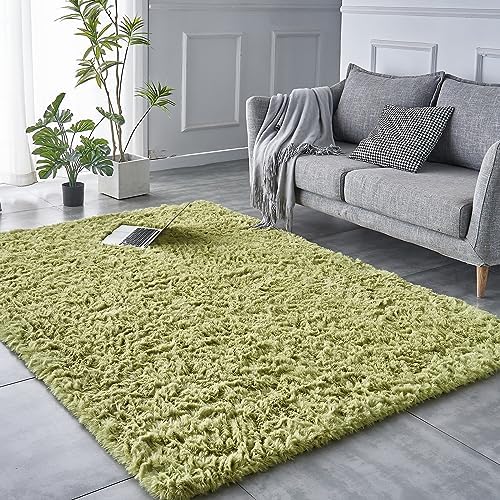 TABAYON Shag Area Rug, 5x7 Ft Tie-Dyed Light Grey Upgrade Anti-Skid Durable Rectangular Cozy High Pile Soft Throw Rug for Nursery/ Living Room - Grand Goldman