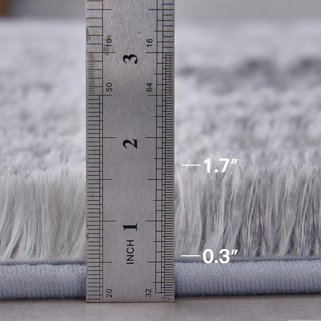 TABAYON Shag Area Rug, 5x7 Ft Tie-Dyed Light Grey Upgrade Anti-Skid Durable Rectangular Cozy High Pile Soft Throw Rug for Nursery/ Living Room - Grand Goldman