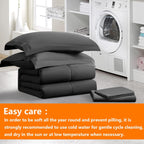 TAIMIT Full Size Comforter Set - 7 Pieces, Bed in a Bag Bedding Sets with All Season Soft Quilted Warm Fluffy Reversible Comforter,Flat Sheet,Fitted Sheet,2 Pillow Shams,2 Pillowcases,Dark Grey - Grand Goldman