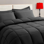 TAIMIT Full Size Comforter Set - 7 Pieces, Bed in a Bag Bedding Sets with All Season Soft Quilted Warm Fluffy Reversible Comforter,Flat Sheet,Fitted Sheet,2 Pillow Shams,2 Pillowcases,Dark Grey - Grand Goldman
