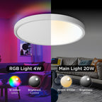 TALOYA Smart Ceiling Light Flush Mount LED WiFi,Compatible with Alexa Google Home,Dimmable Low Profile Ambient Light Fixture for Bedroom Living Room Hallway Kitchen Nursery,12 Inch,RGB - Grand Goldman