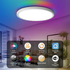 TALOYA Smart Ceiling Light Flush Mount LED WiFi,Compatible with Alexa Google Home,Dimmable Low Profile Ambient Light Fixture for Bedroom Living Room Hallway Kitchen Nursery,12 Inch,RGB - Grand Goldman