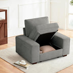 TEKAMON 100" Modular Sofa Couch with Seats Storage, Comfy 3-Seater Chenille Fabric Couch for Living Room, Office, Apart W/Deep Seat, Wide Arms, Side Pockets, USB, Upholstered Couch W/Removable Cover - Grand Goldman