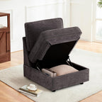 TEKAMON 100" Modular Sofa Couch with Seats Storage, Comfy 3-Seater Chenille Fabric Couch for Living Room, Office, Apart W/Deep Seat, Wide Arms, Side Pockets, USB, Upholstered Couch W/Removable Cover - Grand Goldman