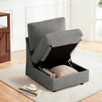 TEKAMON 100" Modular Sofa Couch with Seats Storage, Comfy 3-Seater Chenille Fabric Couch for Living Room, Office, Apart W/Deep Seat, Wide Arms, Side Pockets, USB, Upholstered Couch W/Removable Cover - Grand Goldman