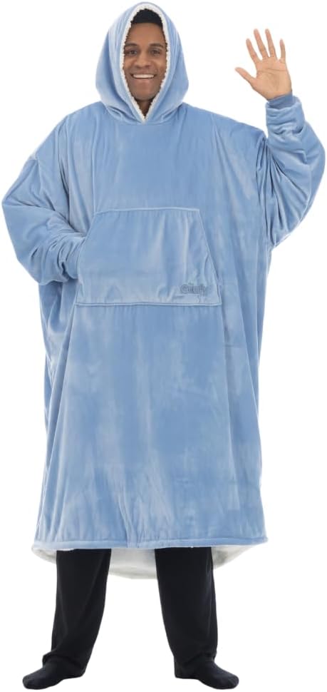 THE COMFY Original | Oversized Microfiber & Sherpa Wearable Blanket, Seen On Shark Tank, One Size Fits All (Blue) - Grand Goldman
