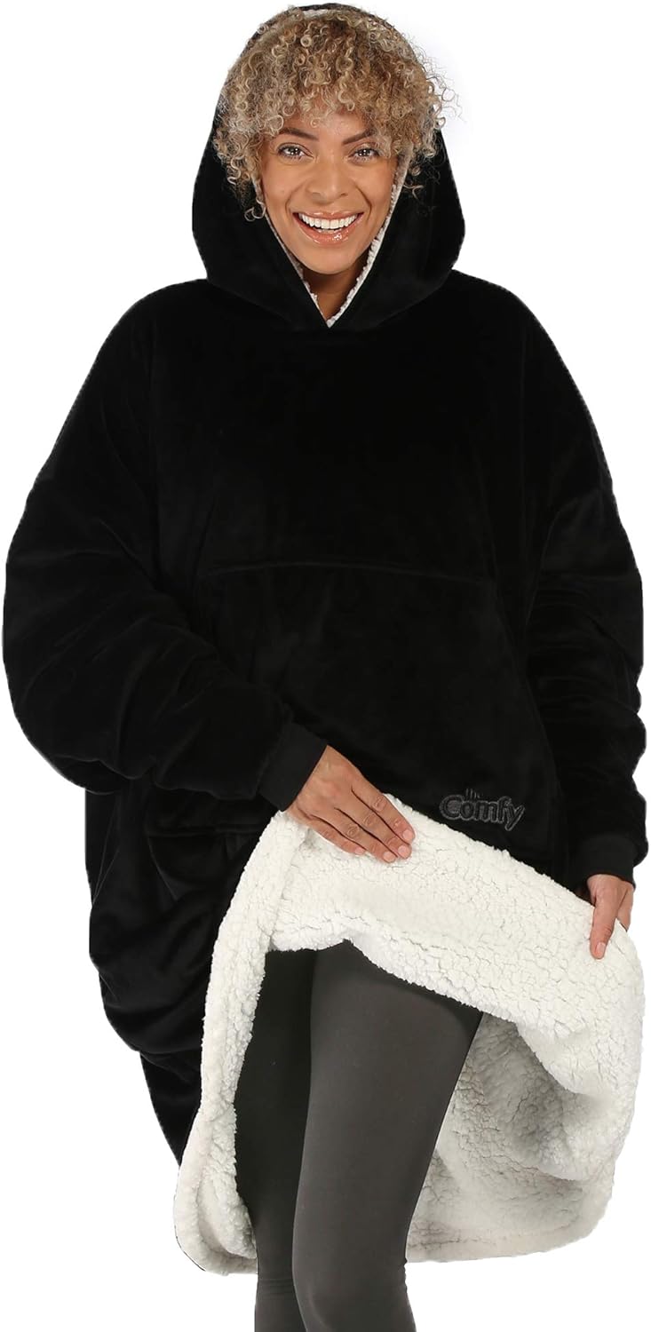 THE COMFY Original | Oversized Microfiber & Sherpa Wearable Blanket, Seen On Shark Tank, One Size Fits All (Blue) - Grand Goldman