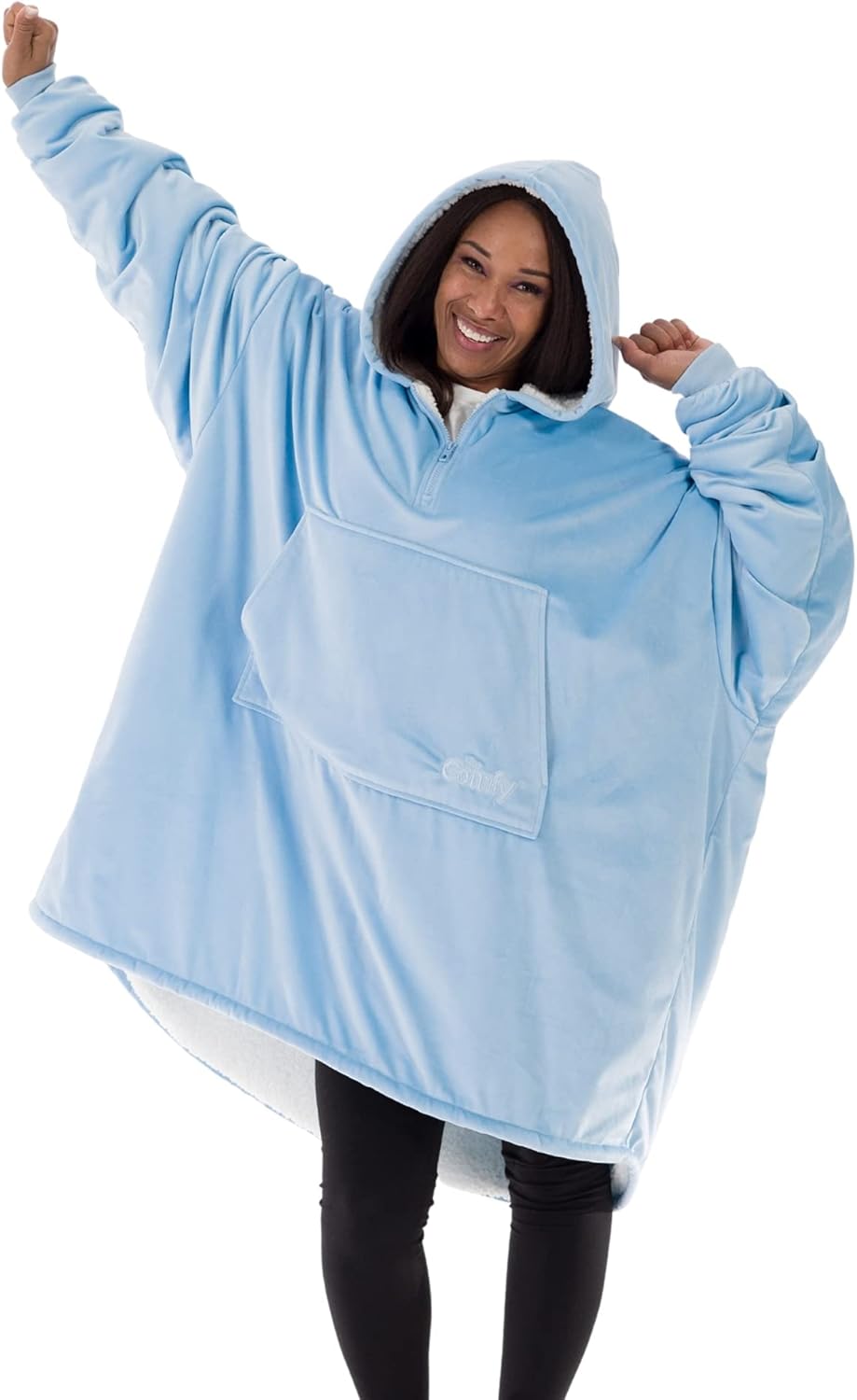 THE COMFY Original | Oversized Microfiber & Sherpa Wearable Blanket, Seen On Shark Tank, One Size Fits All (Blue) - Grand Goldman