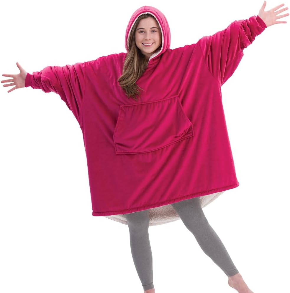 THE COMFY Original | Oversized Microfiber & Sherpa Wearable Blanket, Seen On Shark Tank, One Size Fits All (Blue) - Grand Goldman