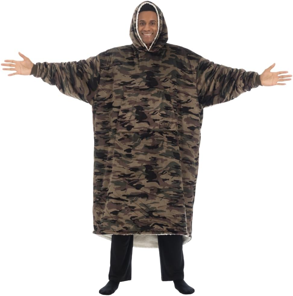 THE COMFY Original | Oversized Microfiber & Sherpa Wearable Blanket, Seen On Shark Tank, One Size Fits All (Blue) - Grand Goldman