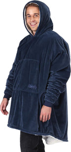 THE COMFY Original | Oversized Microfiber & Sherpa Wearable Blanket, Seen On Shark Tank, One Size Fits All (Blue) - Grand Goldman