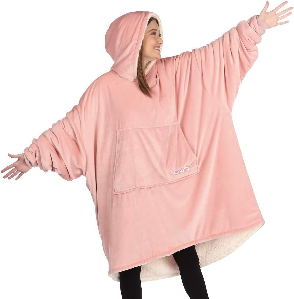 THE COMFY Original | Oversized Microfiber & Sherpa Wearable Blanket, Seen On Shark Tank, One Size Fits All (Blush) - Grand Goldman