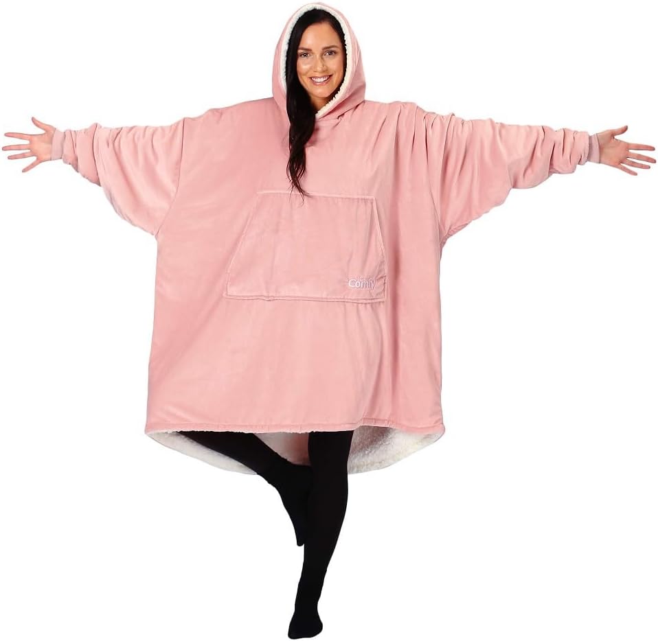 THE COMFY Original | Oversized Microfiber & Sherpa Wearable Blanket, Seen On Shark Tank, One Size Fits All (Blush) - Grand Goldman