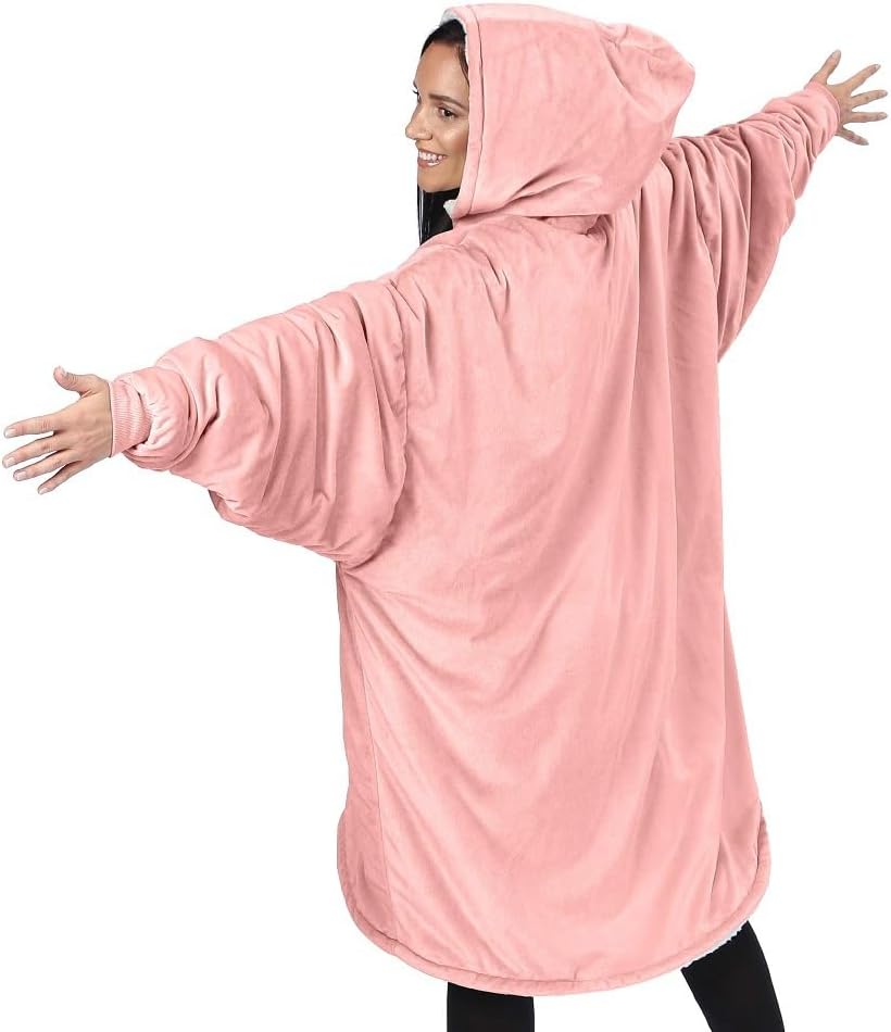THE COMFY Original | Oversized Microfiber & Sherpa Wearable Blanket, Seen On Shark Tank, One Size Fits All (Blush) - Grand Goldman